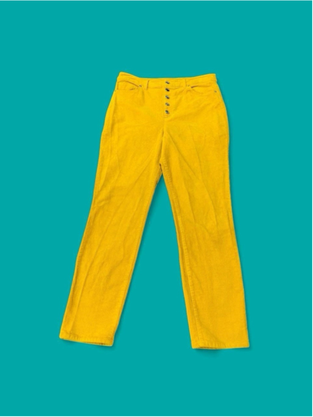Court & Rowe Millard Cord Pants 30 Yellow Corduroy High Rise Button Fly Stretch